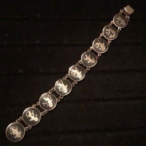 Siam Sterling Vintage Panel Scene Bracelet 7”